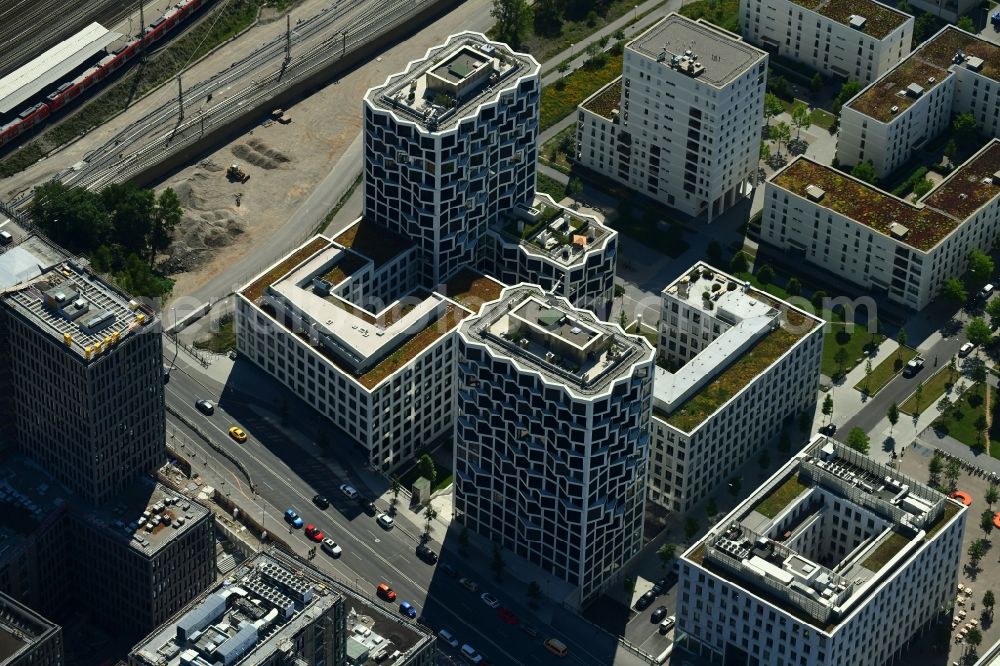 Aerial photograph München - Office building Hirschgarten Forum on Friedenheimer Bruecke in the district Neuhausen-Nymphenburg in Munich in the state Bavaria, Germany