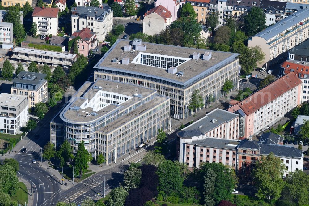 Dresden from the bird's eye view: Office building and Hotel on Glacisstrasse in Dresden in the state Saxony, Germany