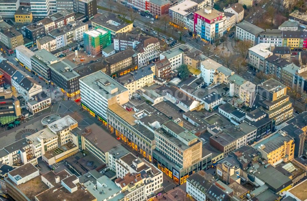 Bochum from above - Office building on Huestrasse in the district Bochum Mitte in Bochum in the state North Rhine-Westphalia, Germany