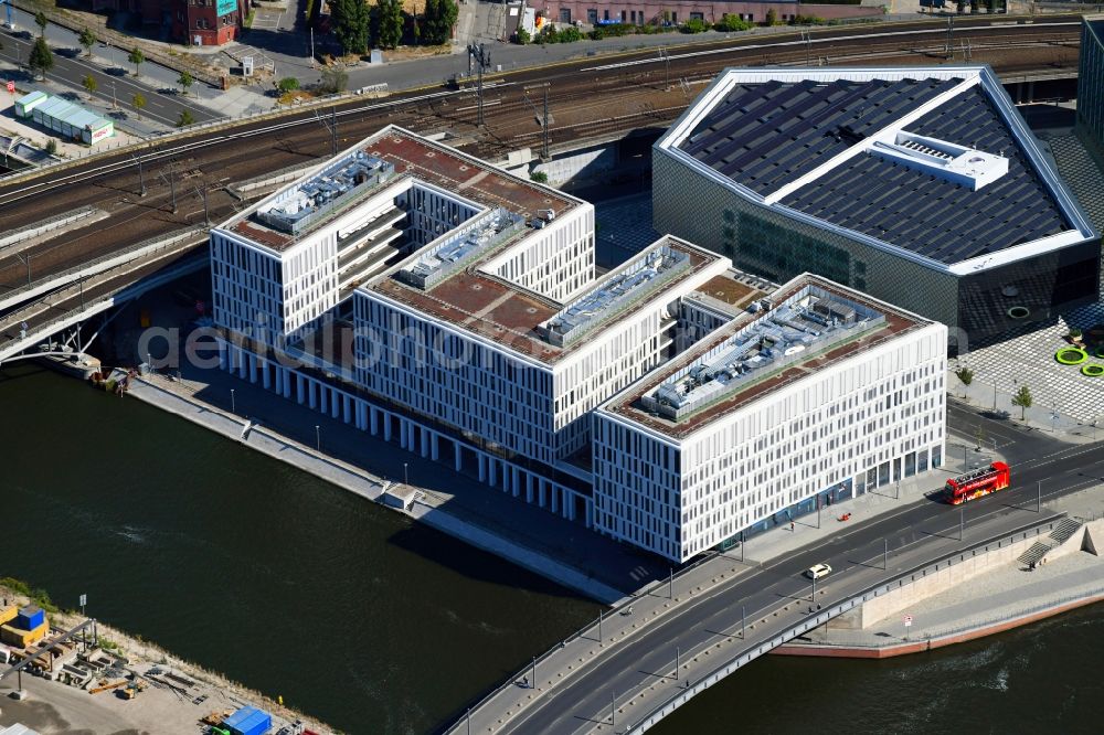 Berlin from above - Office building HumboldtHafenEins on Alexanderufer in the district Mitte in Berlin, Germany