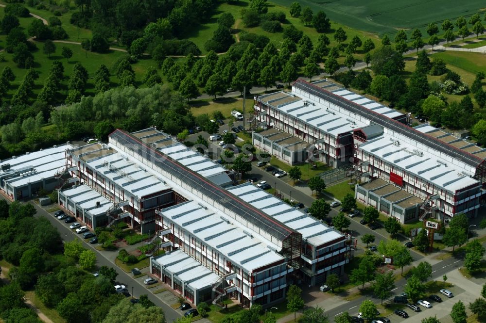 Aerial photograph Barleben - Office building of the administrative house and business house of the IGZ Innovations- and founder's centre Magdeburg GmbH in bar life in the federal state Saxony-Anhalt, Germany