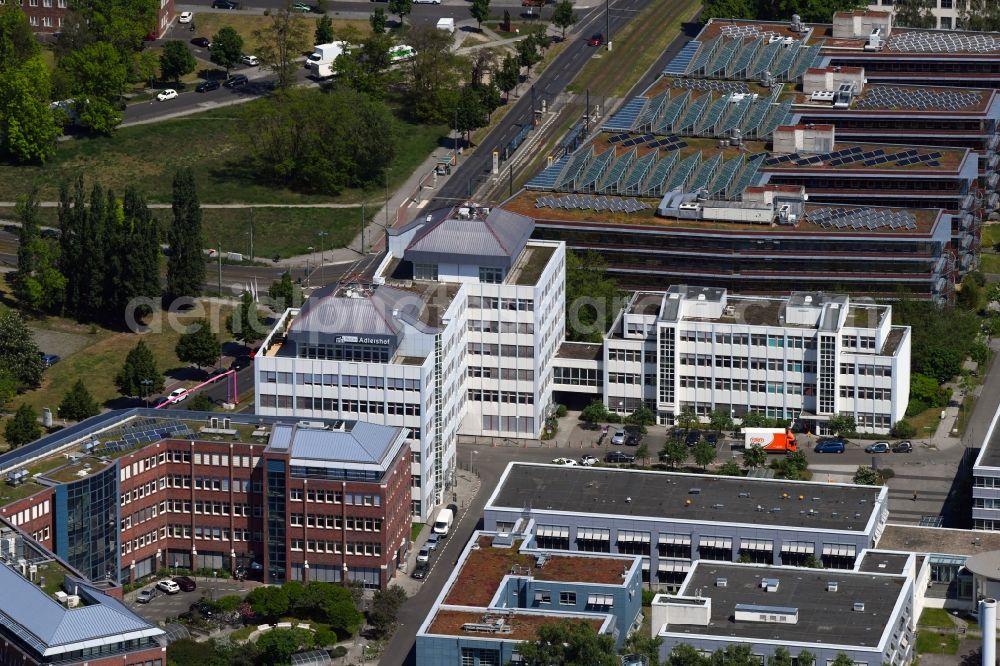 Berlin from the bird's eye view: Office building of IGZ Innovations- and Gruenderzentrum on Rudower Chaussee in the district Adlershof in Berlin, Germany