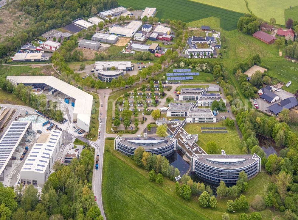 Gladbeck from the bird's eye view: Office building IWG Innovationszentrum Wiesenbusch Gladbeck Betriebsgesellschaft mbH Am Wiesenbusch in Gladbeck at Ruhrgebiet in the state North Rhine-Westphalia, Germany