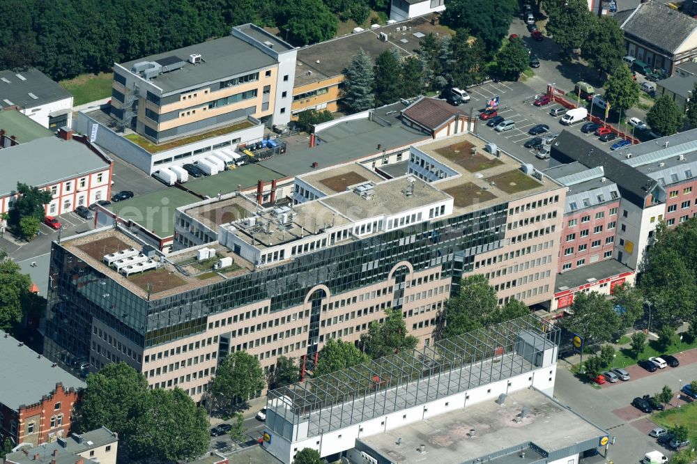 Berlin from above - Office building on Lahnstrasse in the district Neukoelln in Berlin, Germany