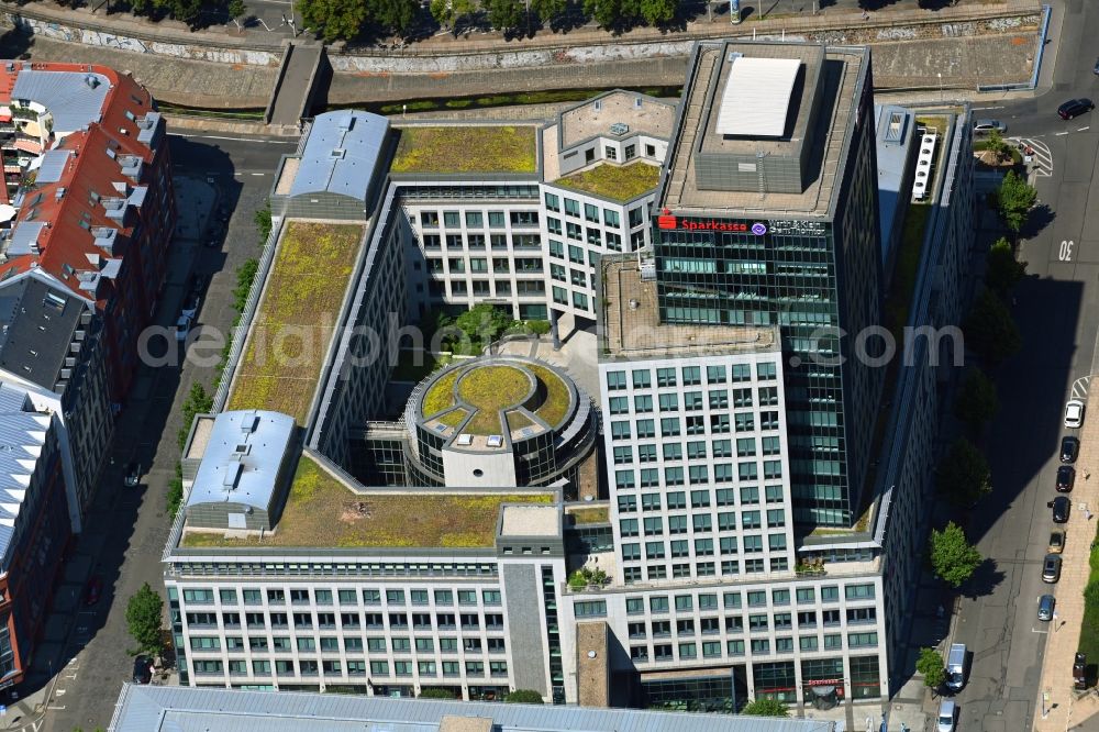 Leipzig from above - Office building Loehrs Carre along Uferstrasse - Nordstrasse - Keilstrasse and Loehrstrasse in the district Zentrum-Nord in Leipzig in the state Saxony, Germany