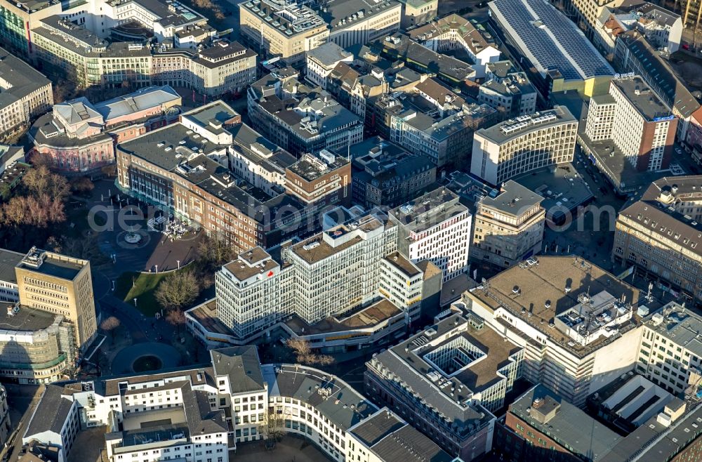 Essen from above - Office building on Lindenallee - Kapuzinergasse in Essen in the state North Rhine-Westphalia, Germany