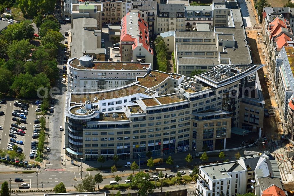 Aerial photograph Leipzig - Office building Ludwig-Erhard-Strasse - Rosa-Luxemburg-Strasse in the district Mitte in Leipzig in the state Saxony, Germany