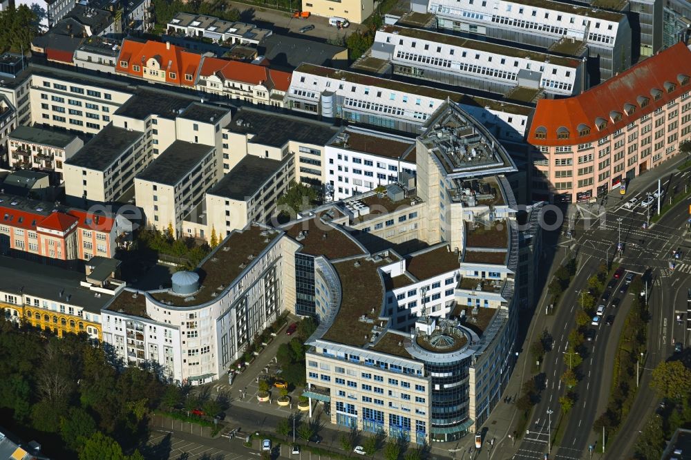 Leipzig from the bird's eye view: Office building Ludwig-Erhard-Strasse - Rosa-Luxemburg-Strasse in the district Mitte in Leipzig in the state Saxony, Germany