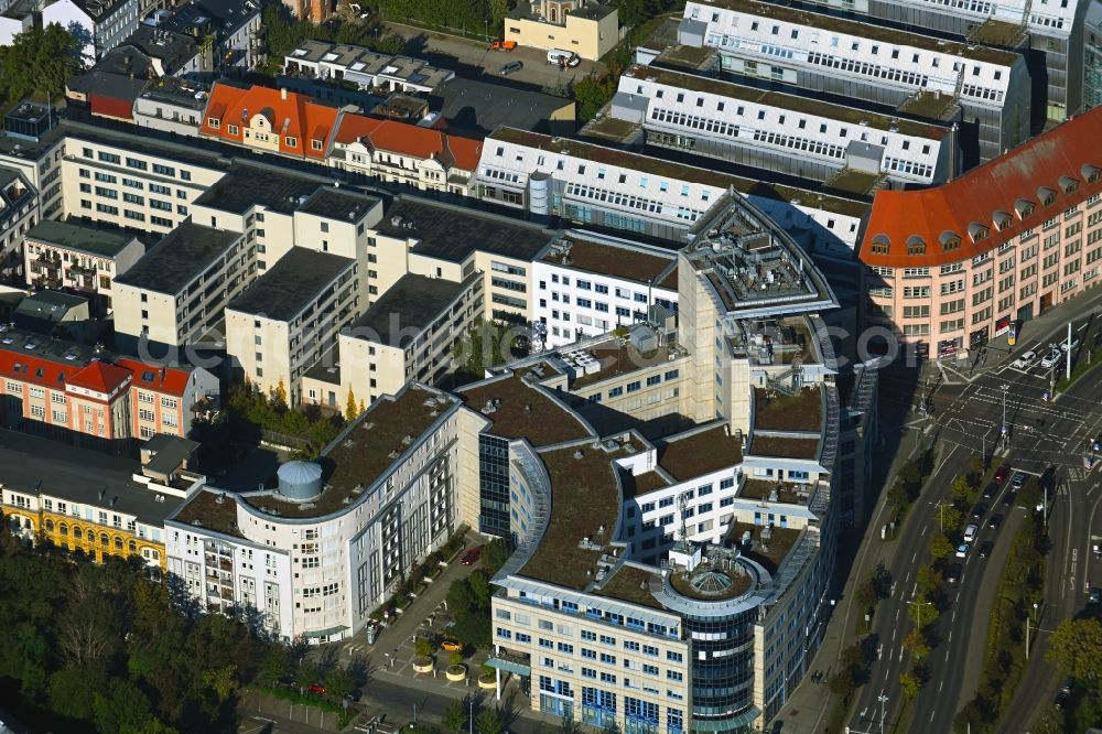 Aerial image Leipzig - Office building Ludwig-Erhard-Strasse - Rosa-Luxemburg-Strasse in the district Mitte in Leipzig in the state Saxony, Germany