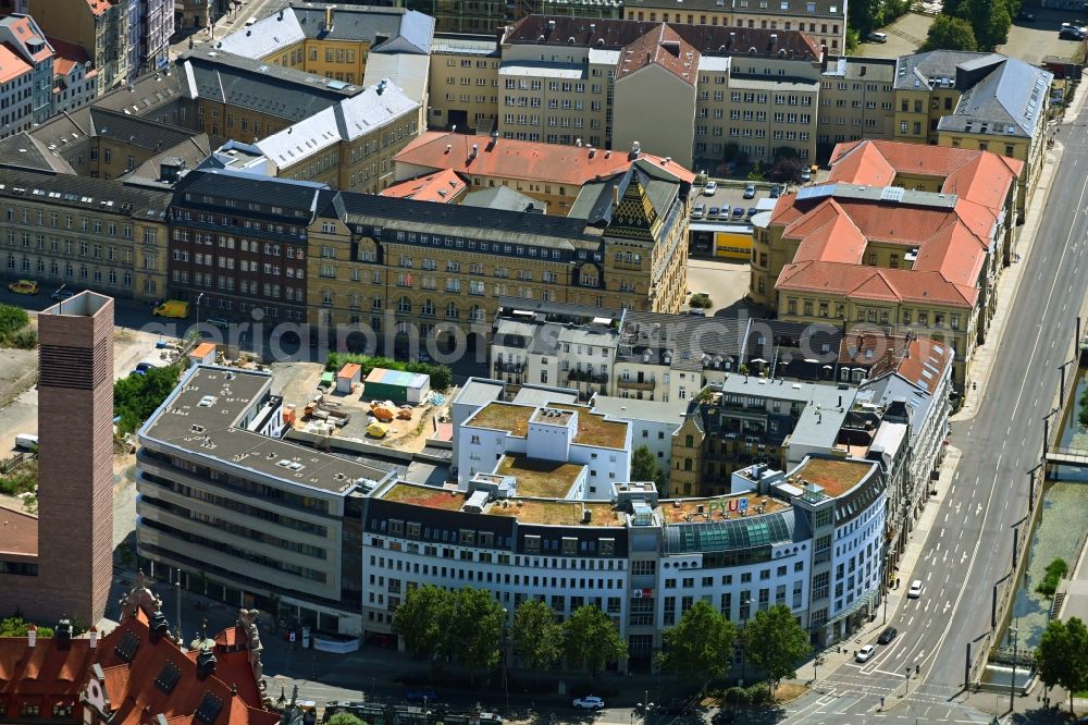 Leipzig from the bird's eye view: Office building on Martin-Luther-Ring - Harkortstrasse - Nonnenmuehlgasse - Lichtbogen in the district Zentrum-Sued in Leipzig in the state Saxony, Germany