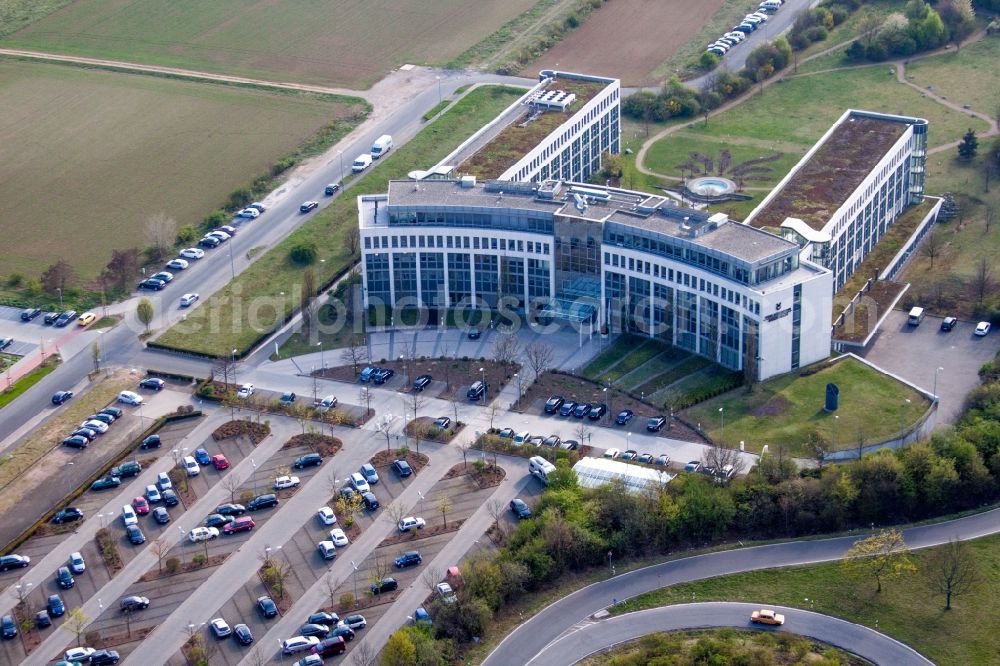 Mainz from above - Office building of media enterprise VRM in the district Marienborn in Mainz in the state Rhineland-Palatinate, Germany