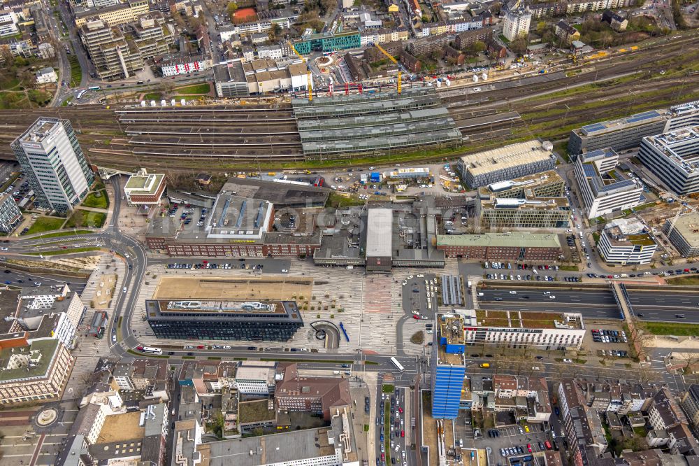 Duisburg from above - office building Mercator One on Mercatorstrasse in Duisburg in the state North Rhine-Westphalia, Germany