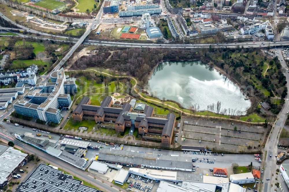 Aerial photograph Düsseldorf - Office building Metro Properties Management GmbH and of Stadtsparkasse Duesseldorf Am Albertussee in Duesseldorf in the state North Rhine-Westphalia, Germany