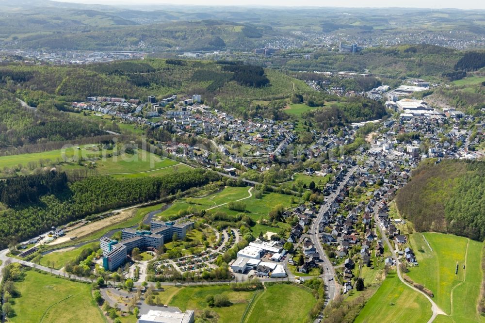 Netphen from the bird's eye view: Office building on Untere Industriestrasse in the district Dreis-Tiefenbach in Netphen in the state North Rhine-Westphalia, Germany