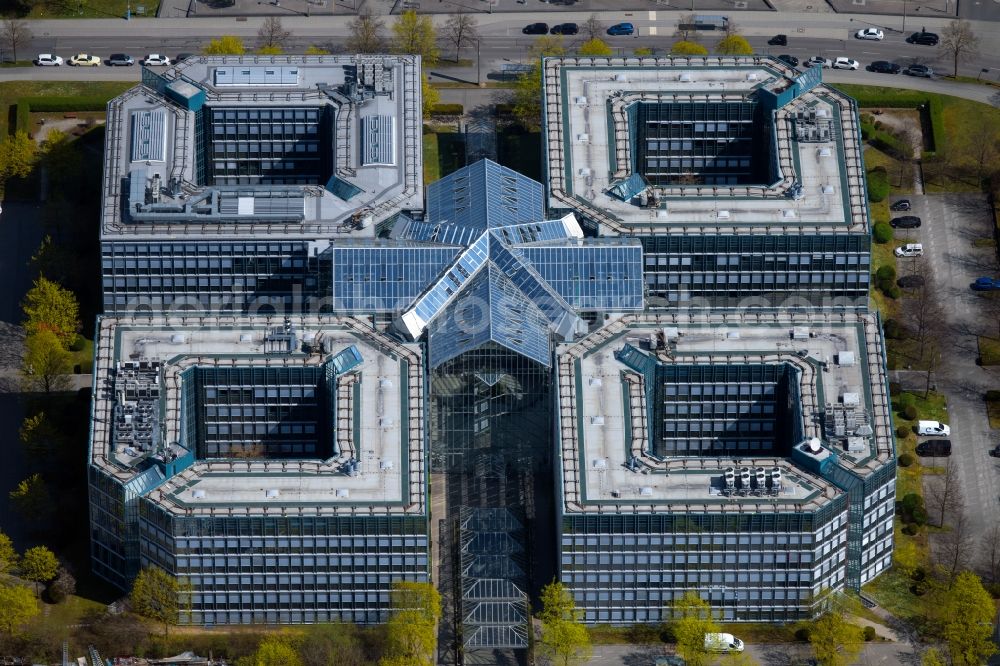 Aerial photograph München - Office building on Riesstrasse in the district Moosach in Munich in the state Bavaria, Germany