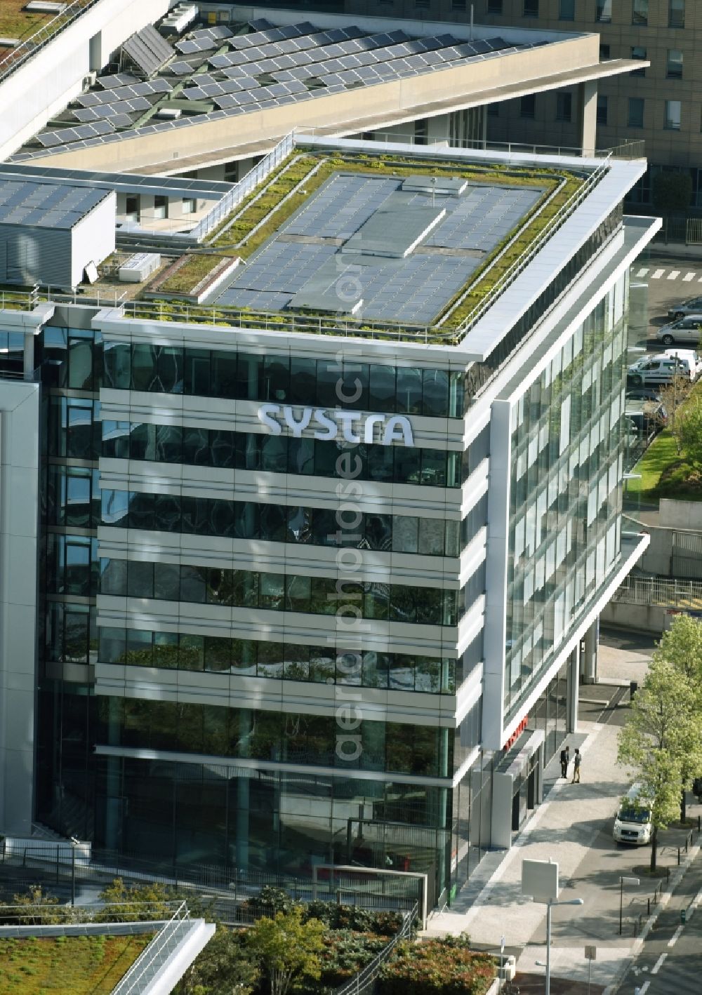 Paris from the bird's eye view: Office building SYSTRA on Rue Henry Farman in Paris in Ile-de-France, France