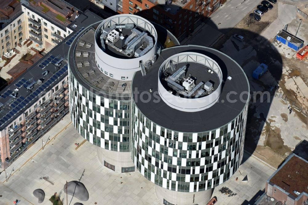 Aerial image Kopenhagen - Office building Portland Towers Company House in the district Nordhavn in Copenhagen in Region Hovedstaden, Denmark