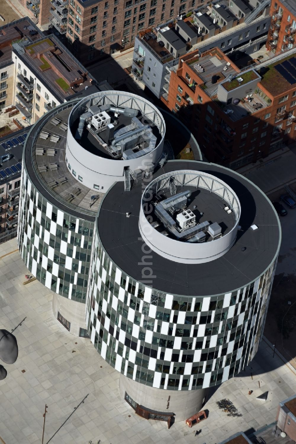 Aerial photograph Kopenhagen - Office building Portland Towers Company House in the district Nordhavn in Copenhagen in Region Hovedstaden, Denmark