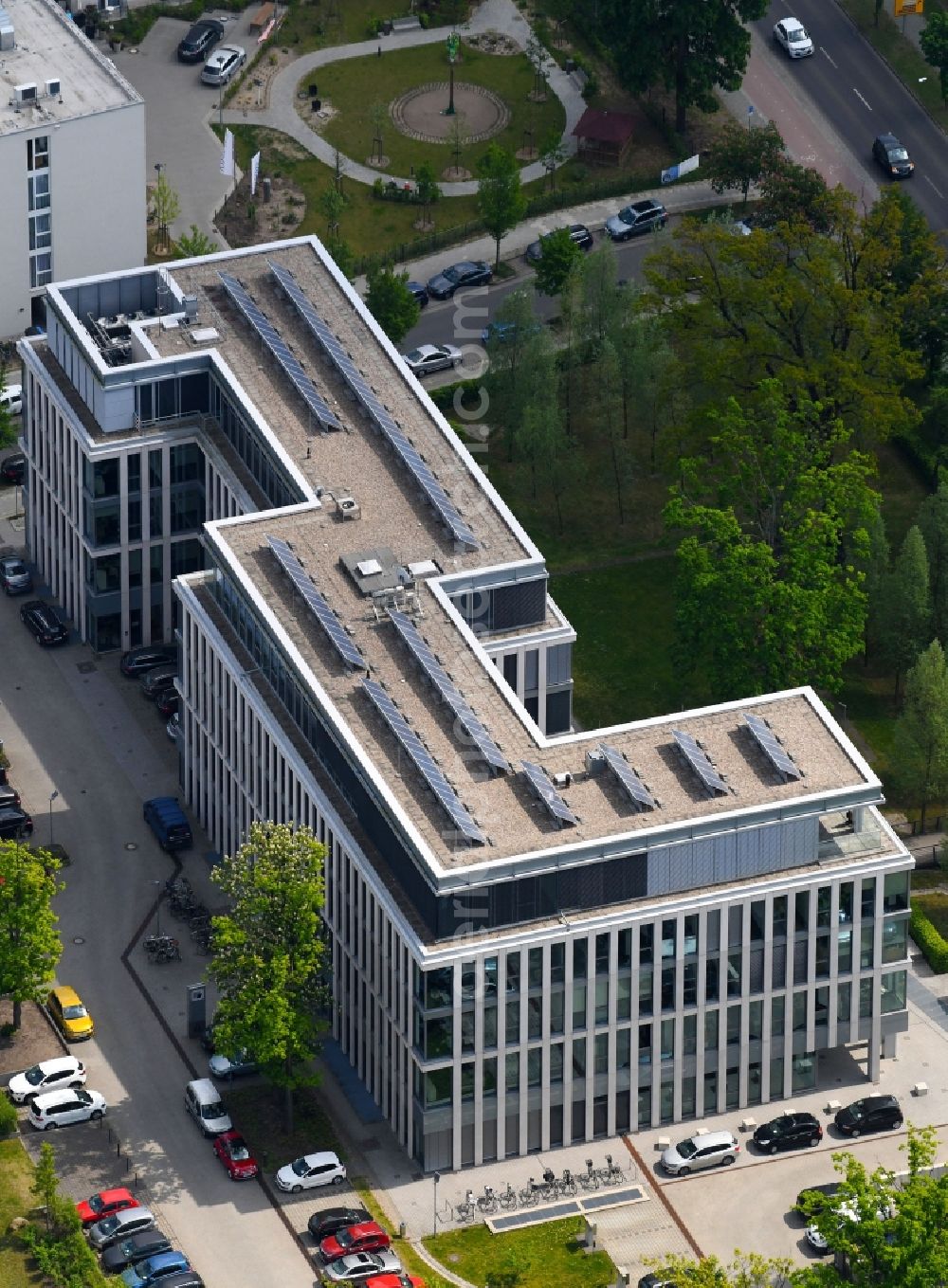 Aerial image Potsdam - Office building of ProPotsdam GmbH on Pappelallee in Potsdam in the state Brandenburg, Germany