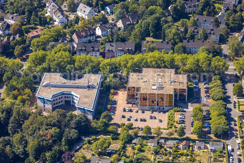 Essen from above - Office building on street Ruhrallee in the district Bergerhausen in Essen at Ruhrgebiet in the state North Rhine-Westphalia, Germany