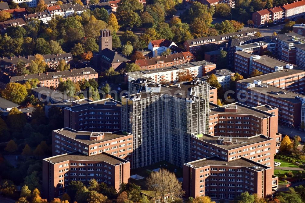 Hamburg from above - Office building of the administrative house and business house of the medical association Hamburg in the district of Barmbek in Hamburg, Germany