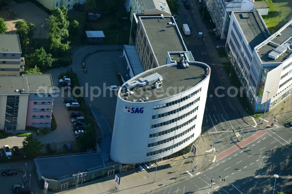 Aerial photograph Rostock - Office building of SAG GmbH in Rostock in the state Mecklenburg - Western Pomerania, Germany