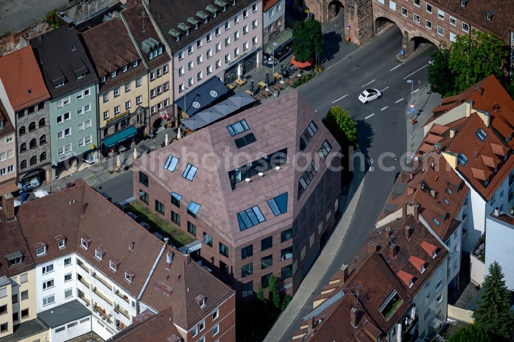 Nürnberg from the bird's eye view: Office building of SEBALD KONTORE Innere Laufer Gasse - Judengasse in the district Altstadt in Nuremberg in the state Bavaria, Germany