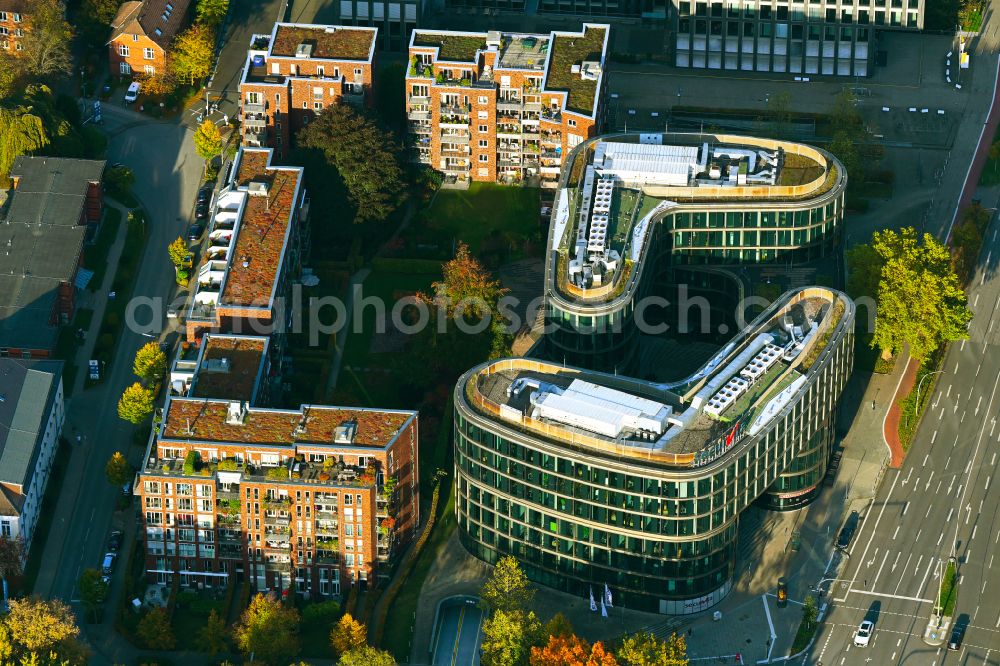 Aerial photograph Hamburg - Office building Securvita at the Lohmuelenstrasse in the district Hohenfelde in Hamburg, Germany