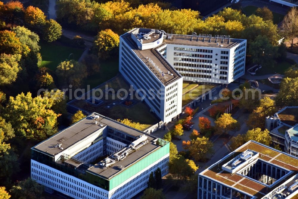 Hamburg from the bird's eye view: Office building of Signal Iduna Asset Management GmbH in the district Winterhude in Hamburg, Germany