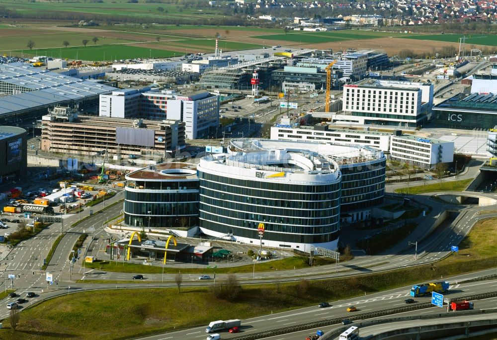 Aerial photograph Stuttgart - Office building Sky Loop in Stuttgart in the state Baden-Wurttemberg, Germany