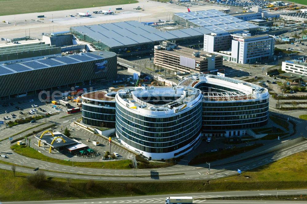 Stuttgart from above - Office building Sky Loop in Stuttgart in the state Baden-Wurttemberg, Germany