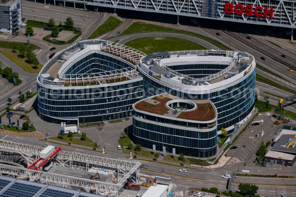 Aerial photograph Stuttgart - Office building Sky Loop in Stuttgart in the state Baden-Wuerttemberg, Germany