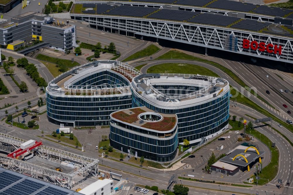 Stuttgart from above - Office building Sky Loop in Stuttgart in the state Baden-Wuerttemberg, Germany