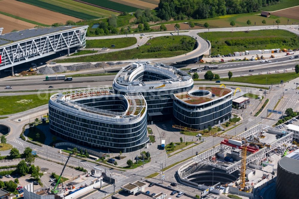 Aerial photograph Stuttgart - Office building Sky Loop in Stuttgart in the state Baden-Wuerttemberg, Germany