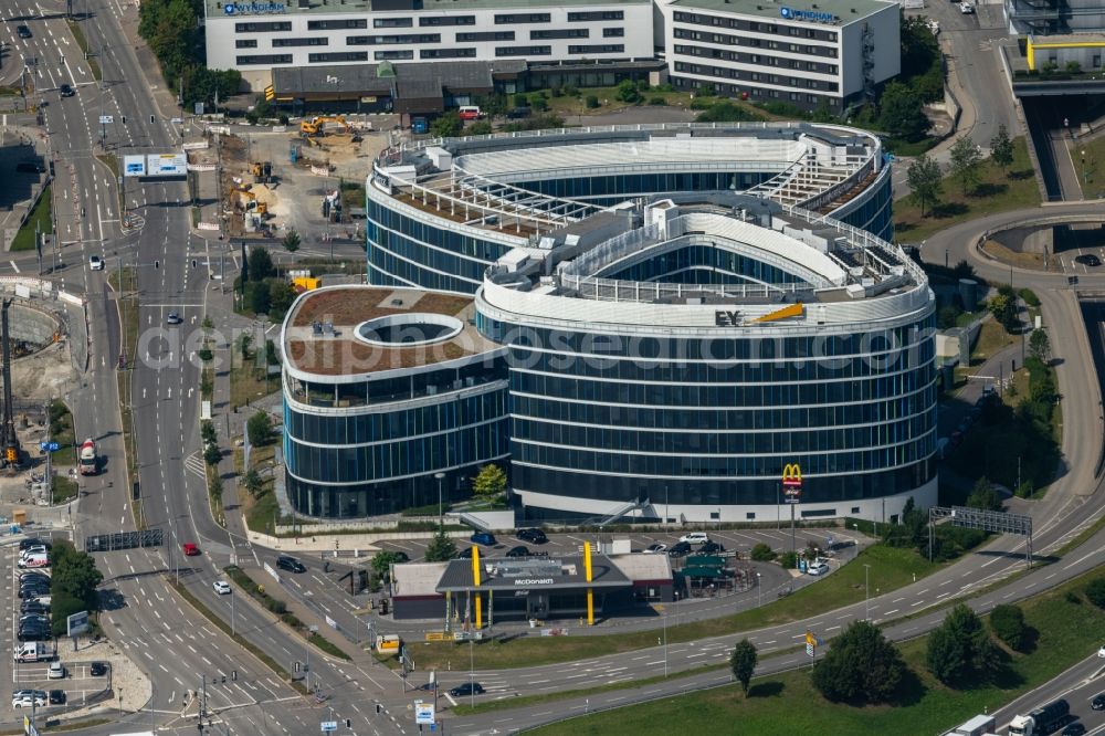 Stuttgart from above - Office building Sky Loop in Stuttgart in the state Baden-Wuerttemberg, Germany