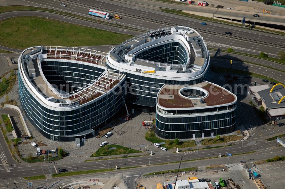 Aerial photograph Stuttgart - Office building Sky Loop in Stuttgart in the state Baden-Wuerttemberg, Germany