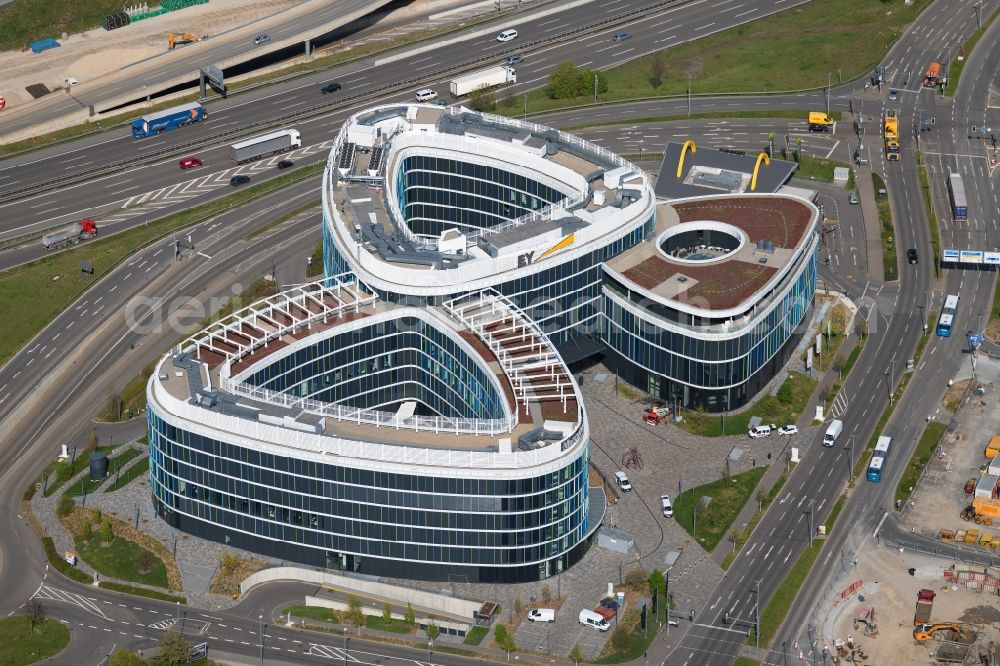 Stuttgart from above - Office building Sky Loop in Stuttgart in the state Baden-Wuerttemberg, Germany