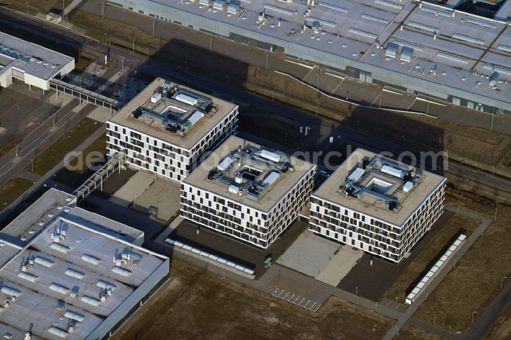 Bitterfeld-Wolfen from the bird's eye view: Office building of Sodexo SCS GmbH in Bitterfeld-Wolfen in the state Saxony-Anhalt, Germany