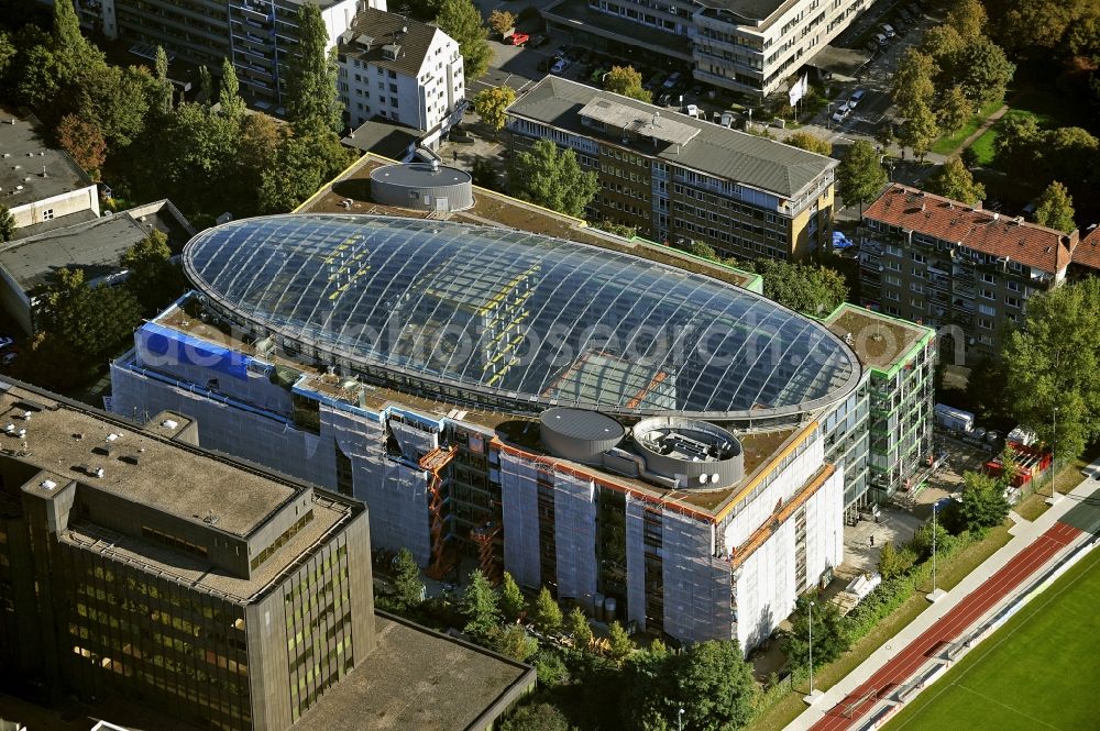 Aerial photograph Düsseldorf - Office building Spherion of company Wirtschaftspruefungsgesellschaft Deloitte & Touche in Duesseldorf in the state North Rhine-Westphalia