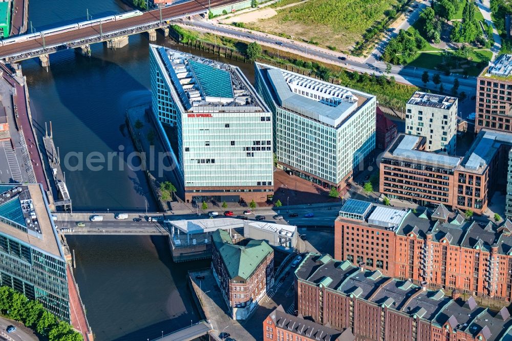 Hamburg from above - Office building of the administrative house and business house the SPIEGEL publishing company Rudolf Augstein GmbH and Co. KG and the manager magazine Publishing company society mbh in Hamburg, Germany