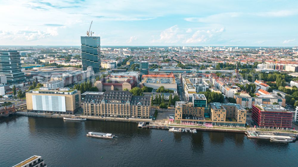 Aerial photograph Berlin - Office building Spreespeicher Eventlocation on Stralauer Allee in the district Friedrichshain in Berlin, Germany