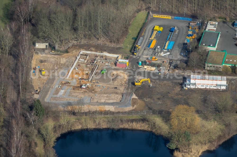 Aerial photograph Hattingen - Office building of Stadtwerke Hattingen GmbH on Weg zum Wasserwerk in Hattingen in the state North Rhine-Westphalia, Germany