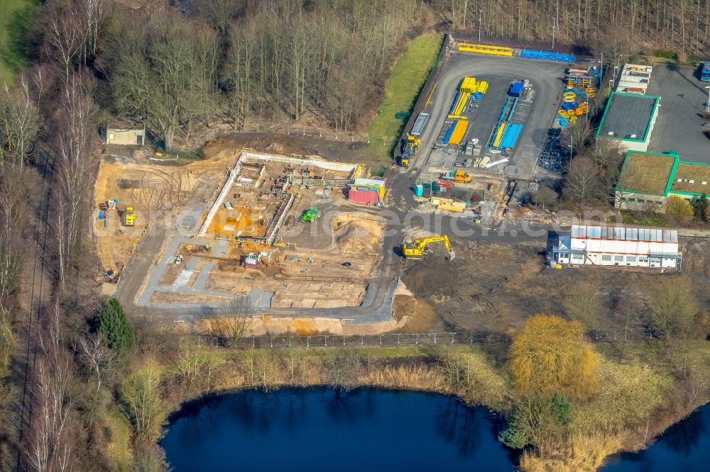 Hattingen from above - Office building of Stadtwerke Hattingen GmbH on Weg zum Wasserwerk in Hattingen in the state North Rhine-Westphalia, Germany