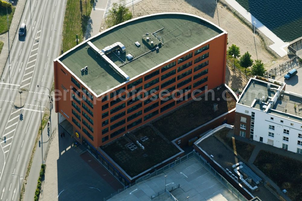 Rostock from above - Office building Am Strande in Rostock in the state Mecklenburg - Western Pomerania, Germany