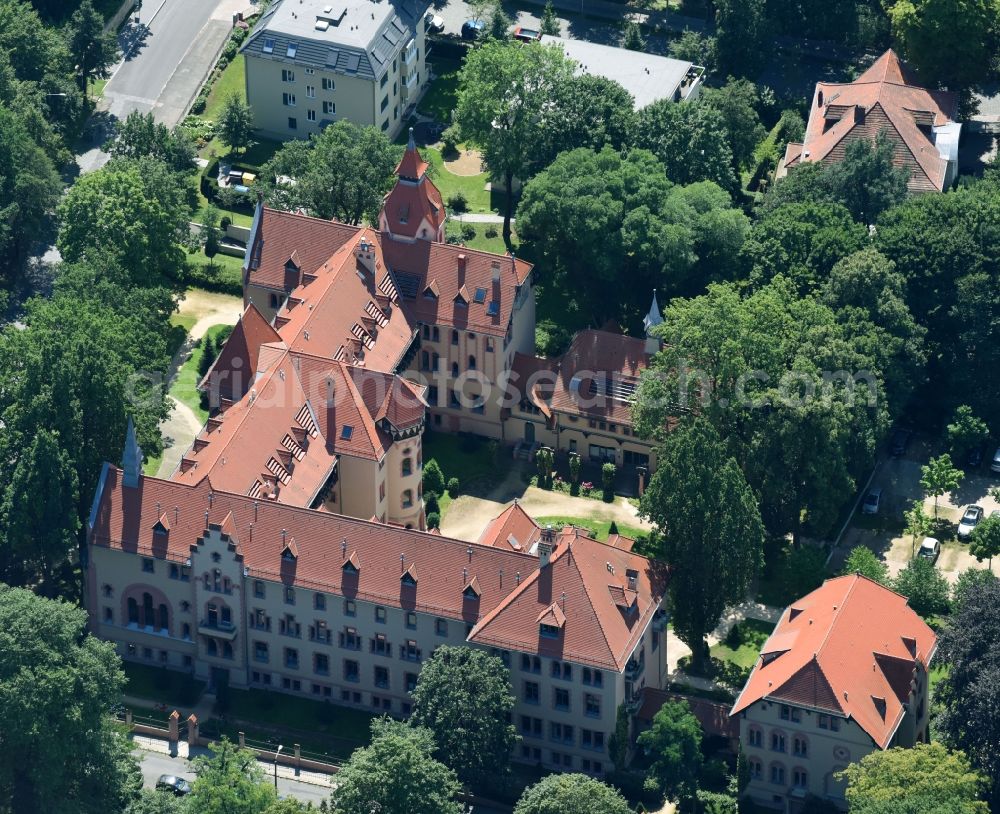 Potsdam from above - Office building of Sundance Dentaltechnik GmbH Am Neuen Garten corner Leistikowstrasse in Potsdam in the state Brandenburg, Germany