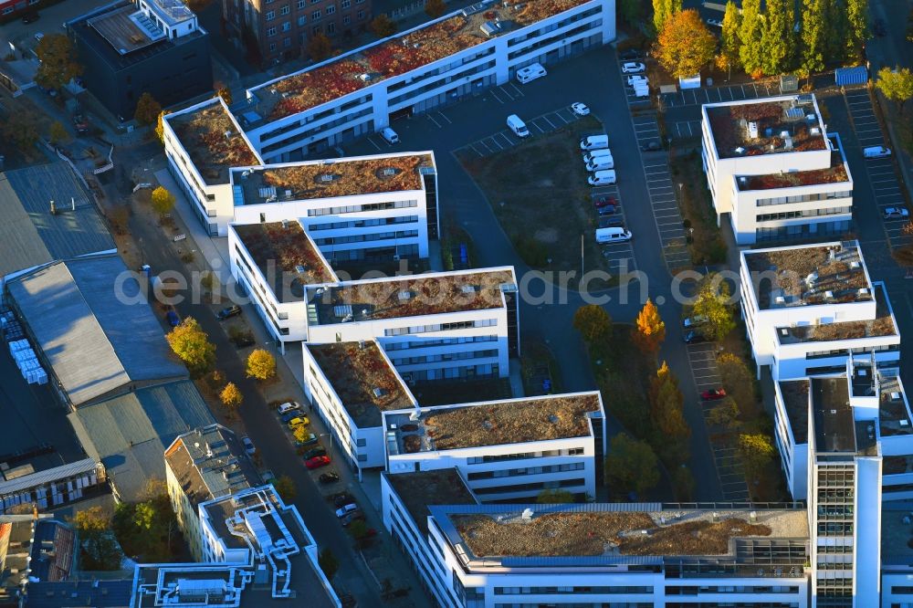 Berlin from above - Office building Technologie- and Gruenderzentrum Spreeknie in the district Schoeneweide in Berlin, Germany