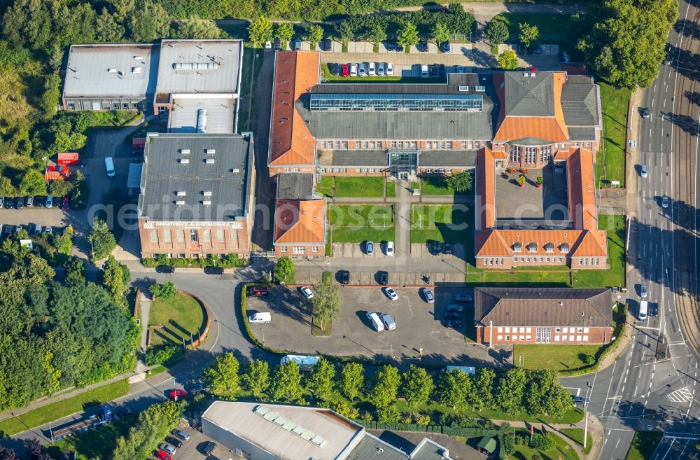 Bochum from above - Office building of Technologie- and Gruenofzentrum Wattenscheid in of Lyrenstrasse in Bochum in the state North Rhine-Westphalia, Germany