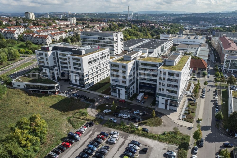 Aerial image Stuttgart - Office building Telekom and police department in Stuttgart in the state Baden-Wuerttemberg