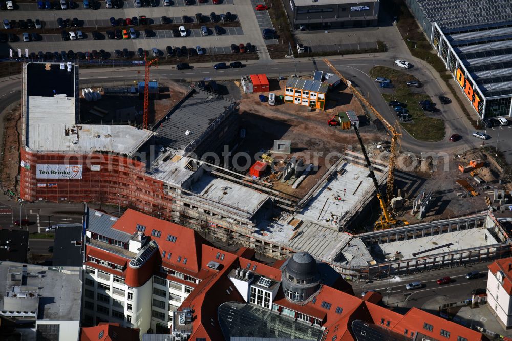 Leipzig from above - Office building Telekom Service Center on street Brandenburger Strasse in the district Zentrum in Leipzig in the state Saxony, Germany