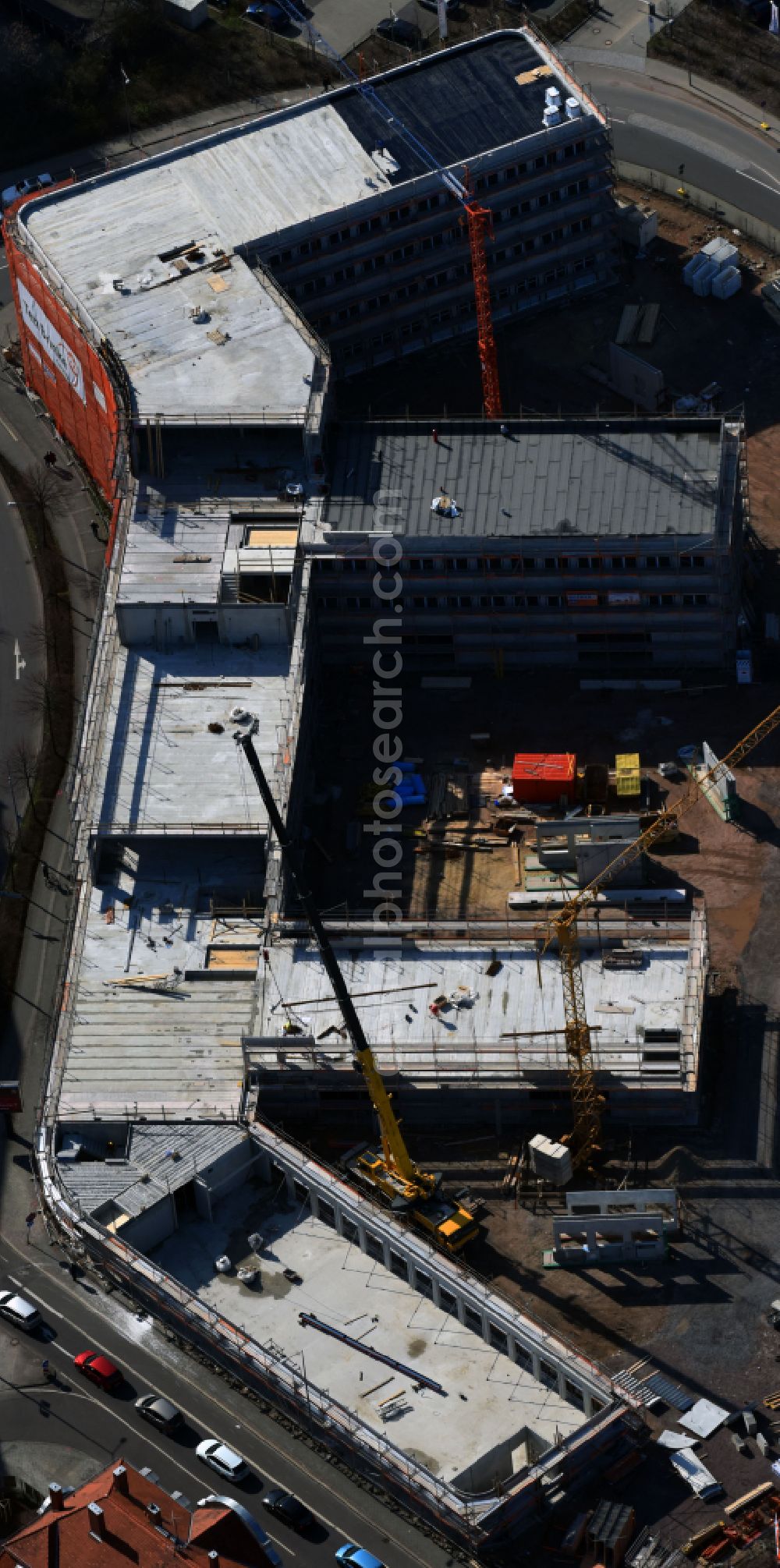 Leipzig from the bird's eye view: Office building Telekom Service Center on street Brandenburger Strasse in the district Zentrum in Leipzig in the state Saxony, Germany